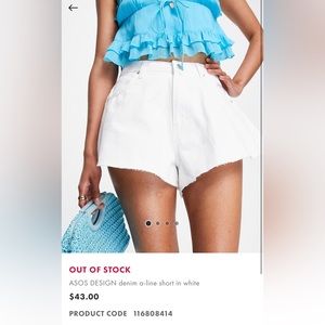ASOS DESIGN denim a-line short in white